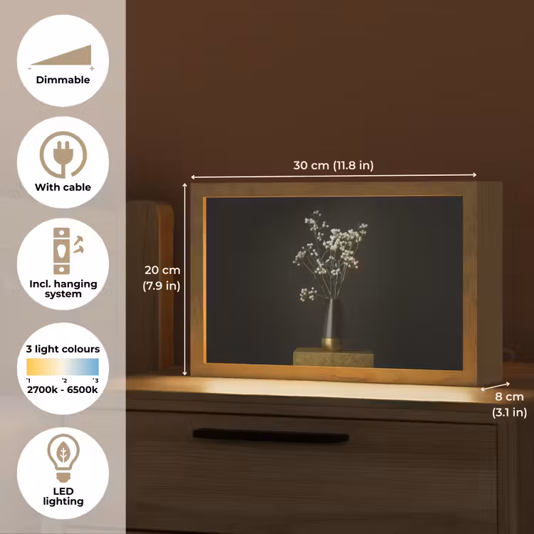 Bloembollen - Wit - Vaas - Minimalistisch Light Box met kabel (Tafellamp) klein -USP_EN