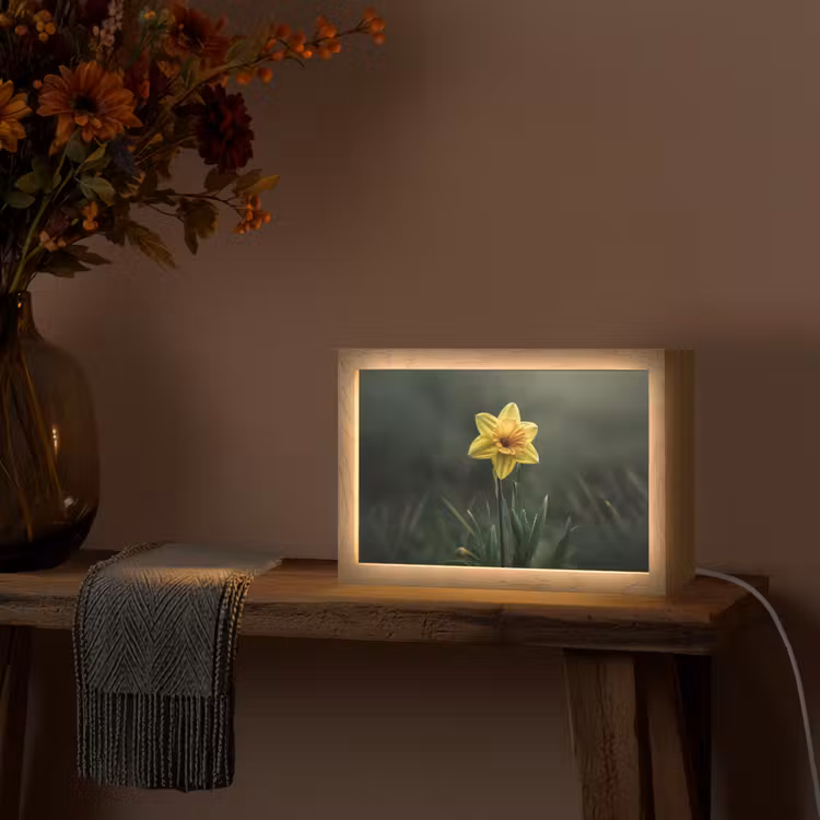 Bloem - Narcis - Gras - Geel Light Box met kabel (Tafellamp) klein -sfeer4