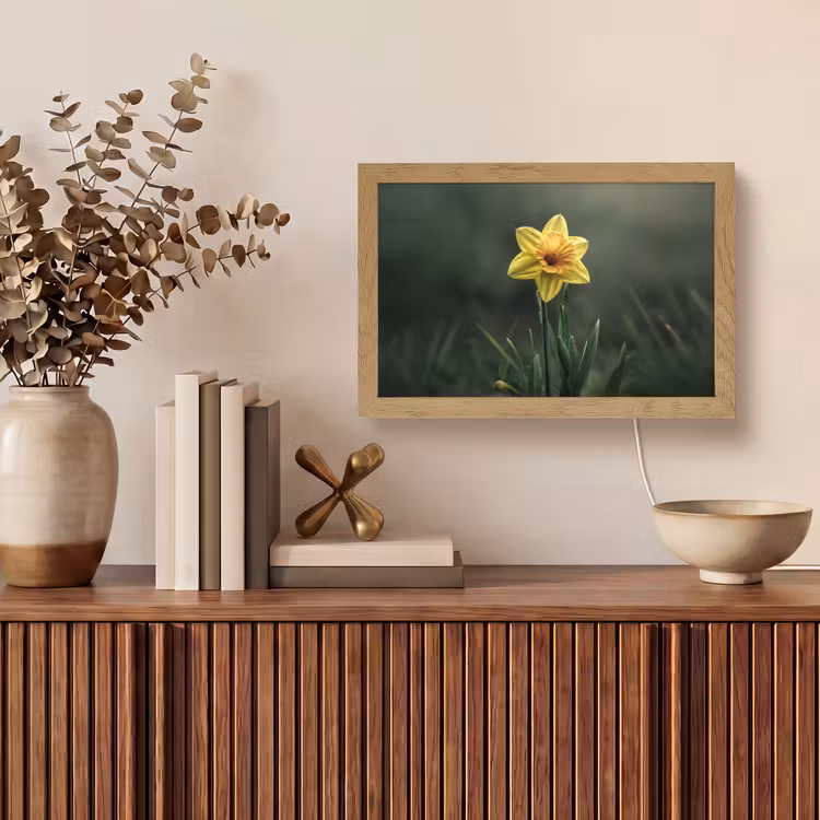 Bloem - Narcis - Gras - Geel Light Box met kabel (Tafellamp) klein -sfeer2