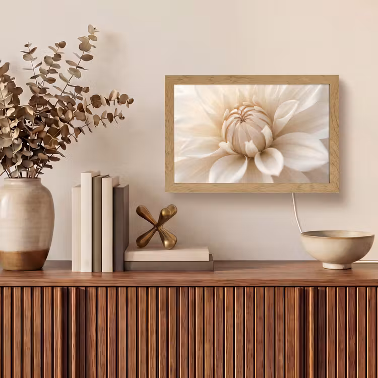Bloem - Dahlia - Wit Light Box met kabel (Tafellamp) klein -sfeer2