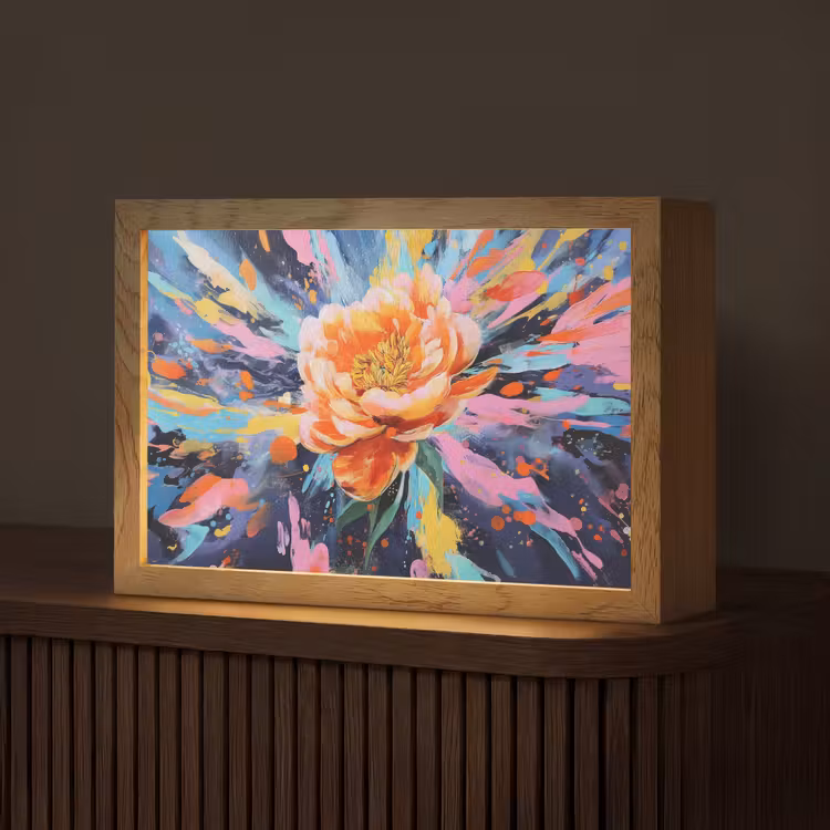 Bloemexplosie - Felle spatten - Dynamisch Light Box met kabel (Tafellamp) klein -z3d_website