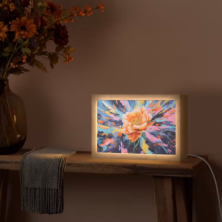 Bloemexplosie - Felle spatten - Dynamisch Light Box met kabel (Tafellamp) klein -sfeer4