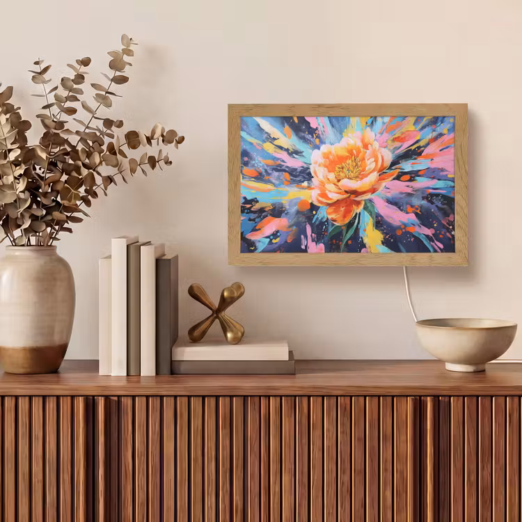 Bloemexplosie - Felle spatten - Dynamisch Light Box met kabel (Tafellamp) klein -sfeer2
