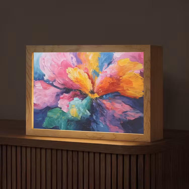 Bloemexplosie - Veelkleurig - Bewegend Light Box met kabel (Tafellamp) klein -z3d_website