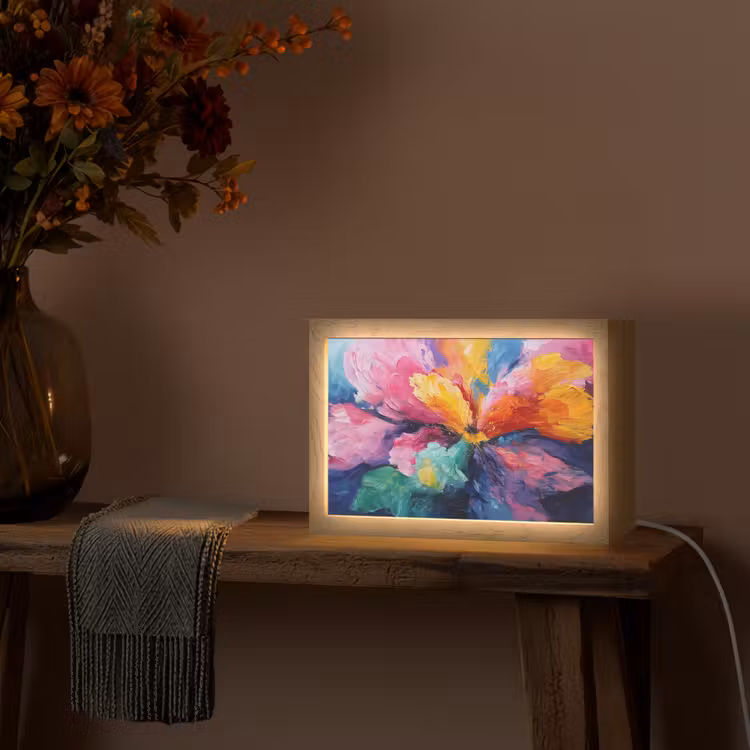 Bloemexplosie - Veelkleurig - Bewegend Light Box met kabel (Tafellamp) klein -sfeer4