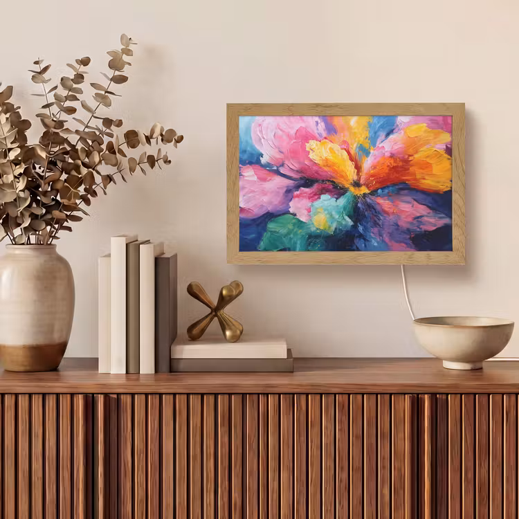 Bloemexplosie - Veelkleurig - Bewegend Light Box met kabel (Tafellamp) klein -sfeer2