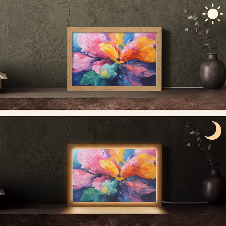 Bloemexplosie - Veelkleurig - Bewegend Light Box met kabel (Tafellamp) klein -sfeer3