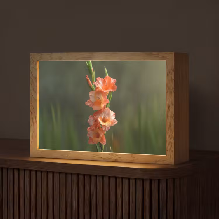 Bloem - Gladiolen - Zalmroze Light Box met kabel (Tafellamp) klein -z3d_website