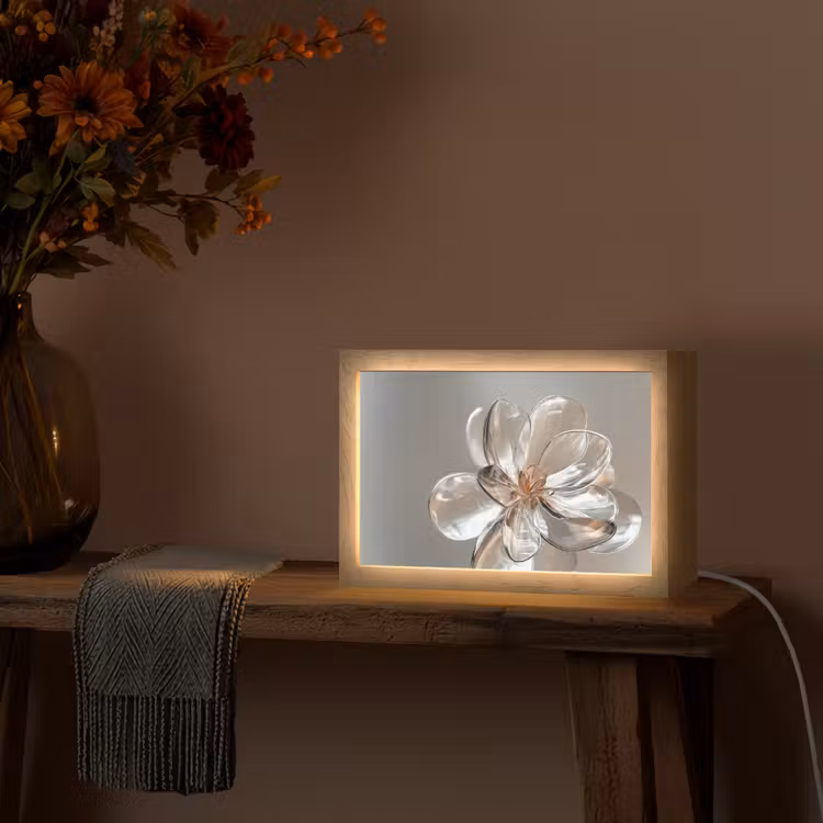 Bloem - Glazen - Doorzichtig Light Box met kabel (Tafellamp) klein -sfeer4