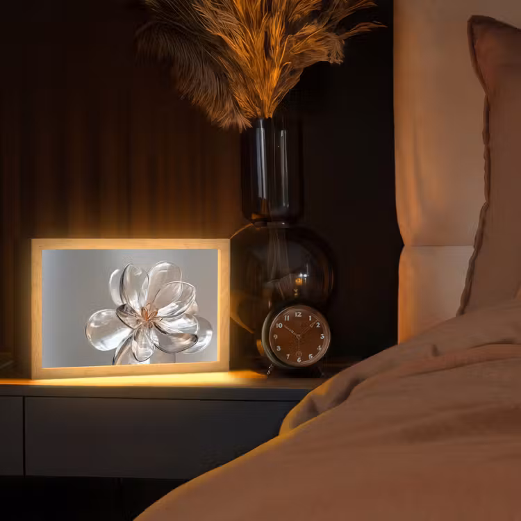 Bloem - Glazen - Doorzichtig Light Box met kabel (Tafellamp) klein -sfeer1