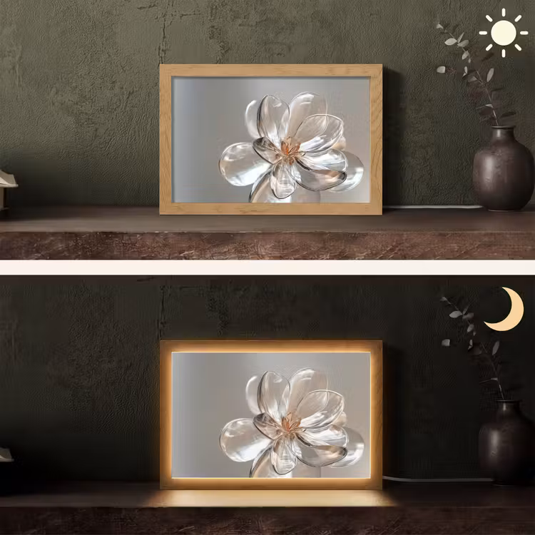 Bloem - Glazen - Doorzichtig Light Box met kabel (Tafellamp) klein -sfeer3