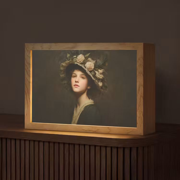 Bloemenhoed - Portret - Vrouw Light Box met kabel (Tafellamp) klein -z3d_website
