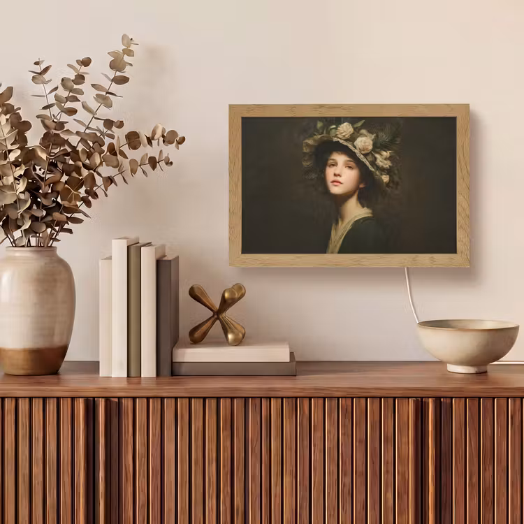 Bloemenhoed - Portret - Vrouw Light Box met kabel (Tafellamp) klein -sfeer2