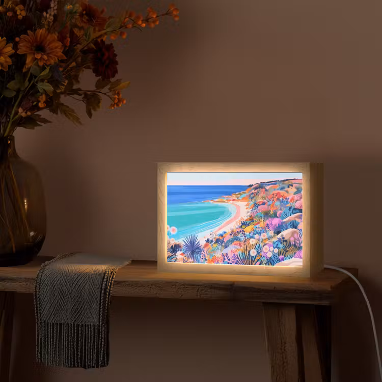 Bloemenweide - Zee - Zomers Light Box met kabel (Tafellamp) klein -sfeer4