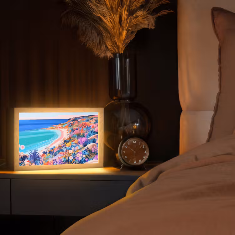 Bloemenweide - Zee - Zomers Light Box met kabel (Tafellamp) klein -sfeer1