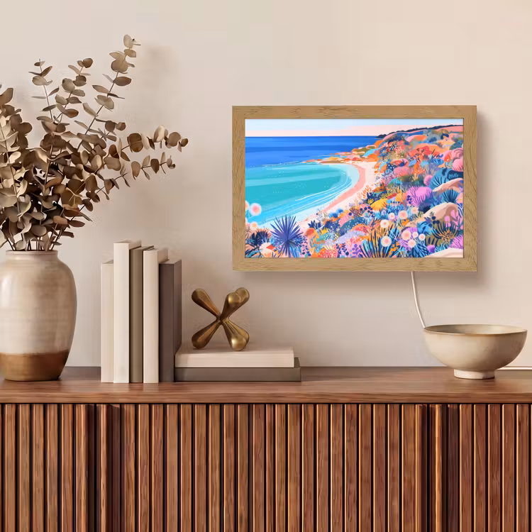 Bloemenweide - Zee - Zomers Light Box met kabel (Tafellamp) klein -sfeer2
