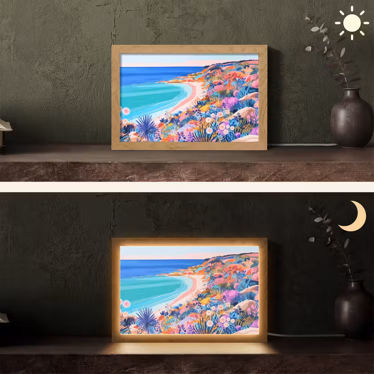 Bloemenweide - Zee - Zomers Light Box met kabel (Tafellamp) klein -sfeer3