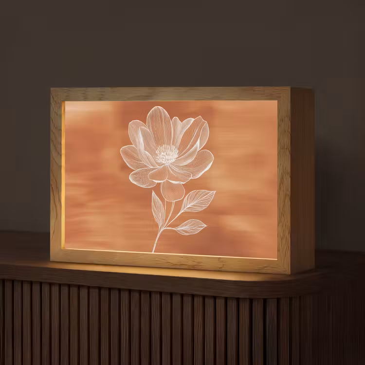 Bloem - Minimalistisch - Wit Light Box met kabel (Tafellamp) klein -z3d_website