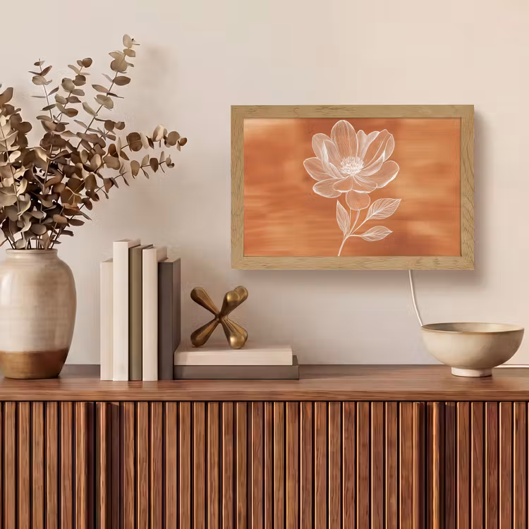 Bloem - Minimalistisch - Wit Light Box met kabel (Tafellamp) klein -sfeer2