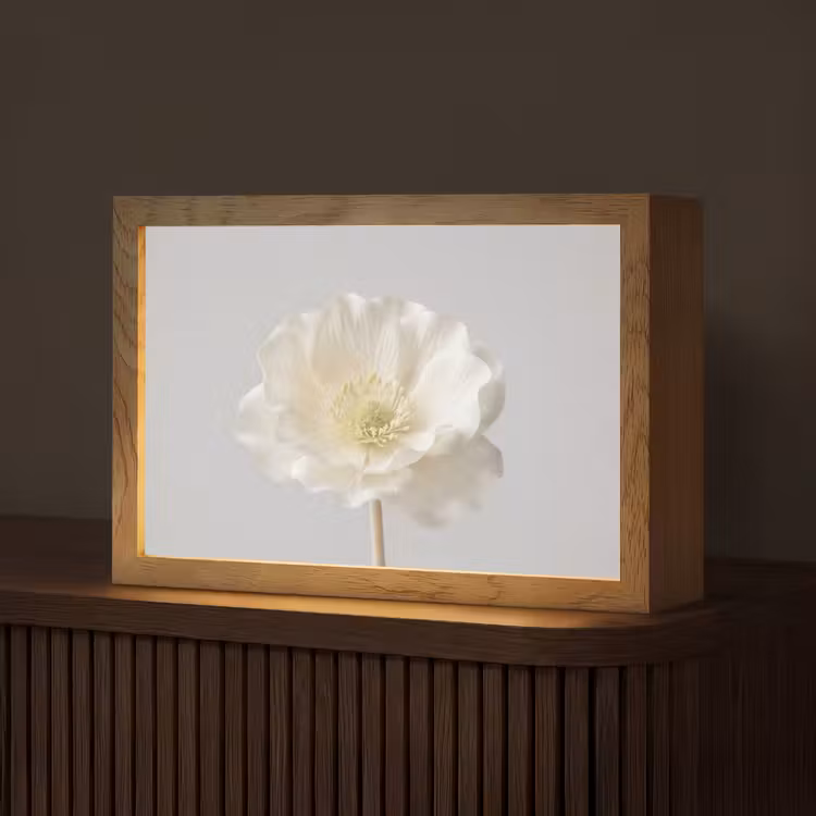 Bloem - Minimalistisch -Wit Light Box met kabel (Tafellamp) klein -z3d_website