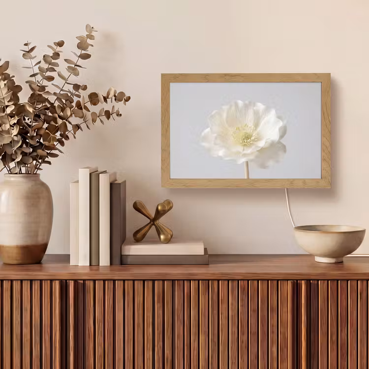 Bloem - Minimalistisch -Wit Light Box met kabel (Tafellamp) klein -sfeer2