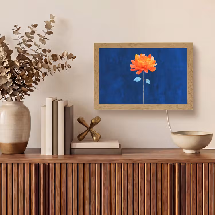 Bloem - Oranje - Bladeren Light Box met kabel (Tafellamp) klein -sfeer2