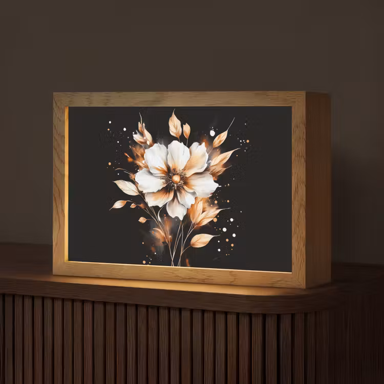 Bloem - Verf - Goud - Graffiti - Modern Light Box met kabel (Tafellamp) klein -z3d_website