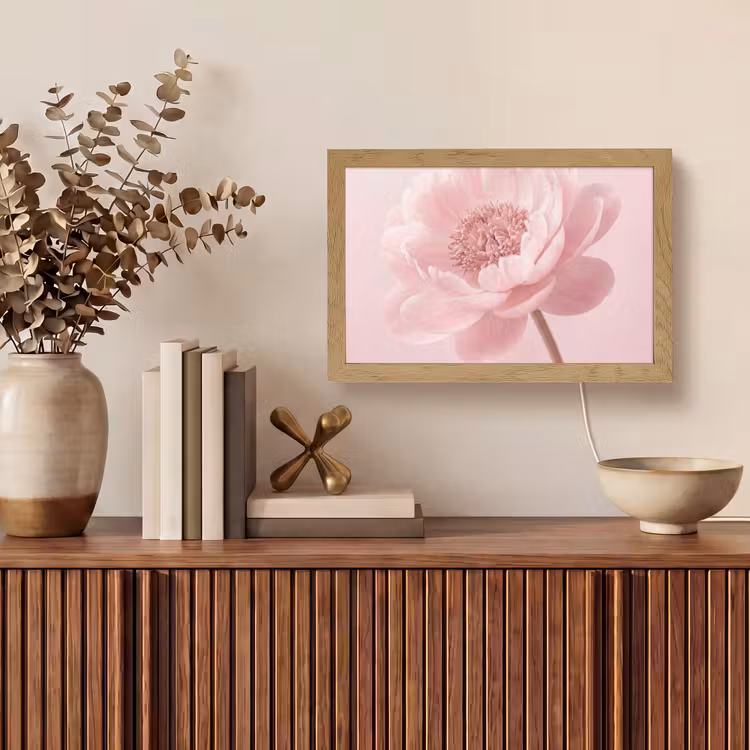 Bloem - Pioenroos - Roze Light Box met kabel (Tafellamp) klein -sfeer2