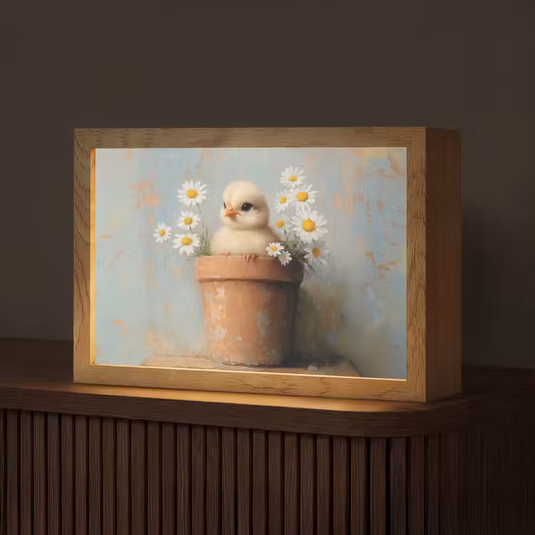 Bloempot - Kuiken - Bloemetjes Light Box met kabel (Tafellamp) klein -z3d_website