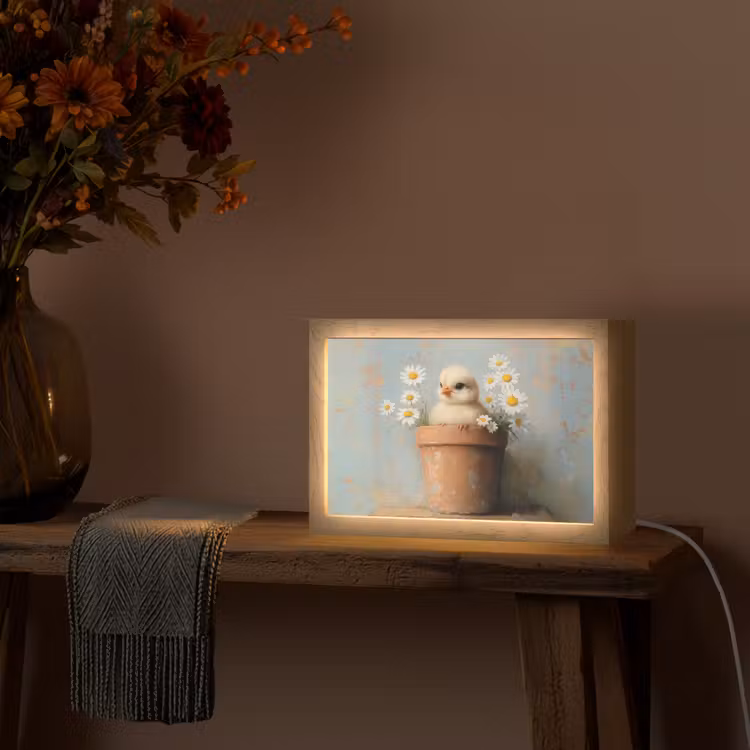 Bloempot - Kuiken - Bloemetjes Light Box met kabel (Tafellamp) klein -sfeer4