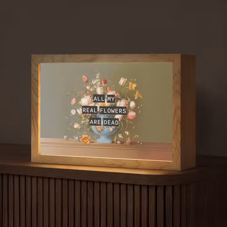 Bloem - Quote - Vintage - Art Light Box met kabel (Tafellamp) klein -z3d_website