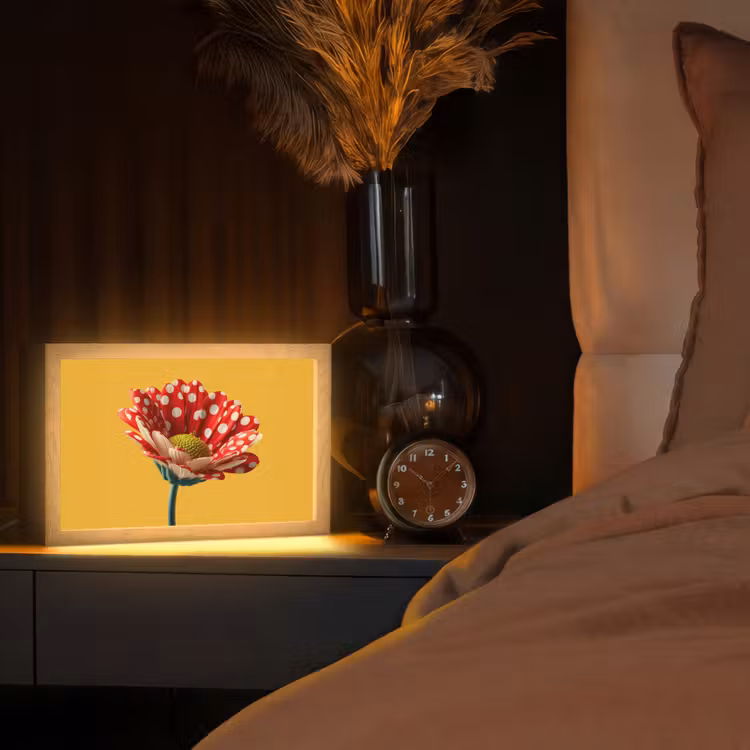 Bloem - Rood - Stippen Light Box met kabel (Tafellamp) klein -sfeer1
