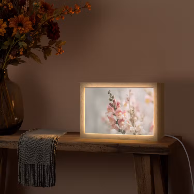 Bloem - Leeuwenbek - Roze - Stengel Light Box met kabel (Tafellamp) klein -sfeer4