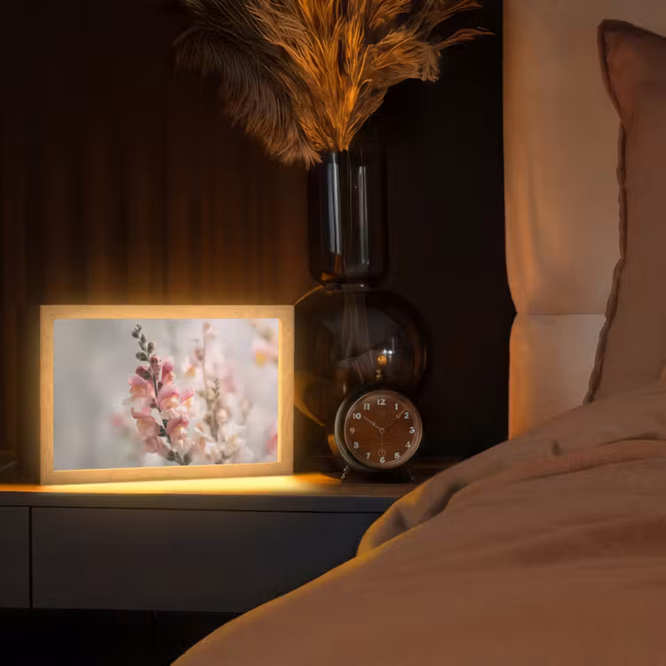 Bloem - Leeuwenbek - Roze - Stengel Light Box met kabel (Tafellamp) klein -sfeer1