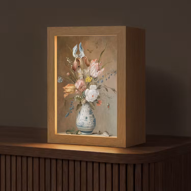 Bloemstilleven - Balthasar van der Ast - Oude Meesters Light Box met kabel (Tafellamp) klein -z3d_website