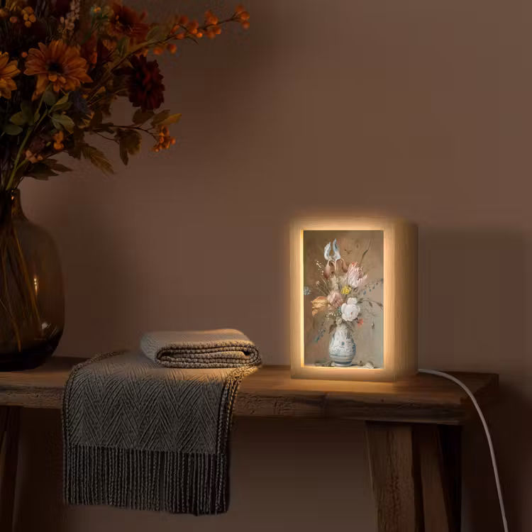Bloemstilleven - Balthasar van der Ast - Oude Meesters Light Box met kabel (Tafellamp) klein -sfeer4