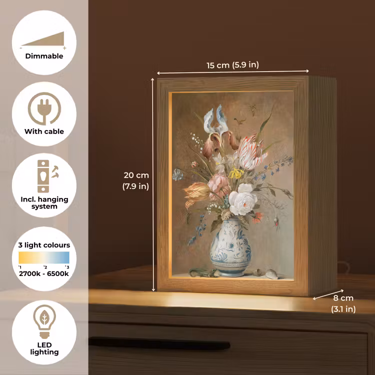 Bloemstilleven - Balthasar van der Ast - Oude Meesters Light Box met kabel (Tafellamp) klein -USP_EN