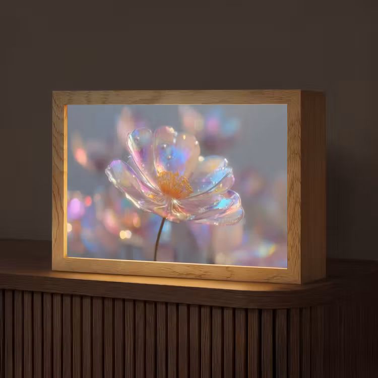 Bloem - Transparant - Pastelkleuren - Druppels Light Box met kabel (Tafellamp) klein -z3d_website