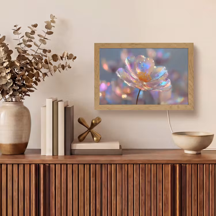 Bloem - Transparant - Pastelkleuren - Druppels Light Box met kabel (Tafellamp) klein -sfeer2