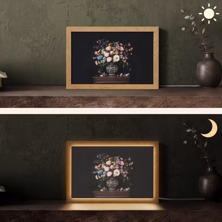 Bloemenvaas - Hout - Bloemen - Boeket Light Box met kabel (Tafellamp) klein -sfeer3