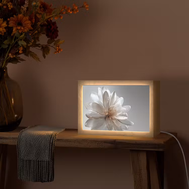 Bloem - Wit - Neutraal Light Box met kabel (Tafellamp) klein -sfeer4