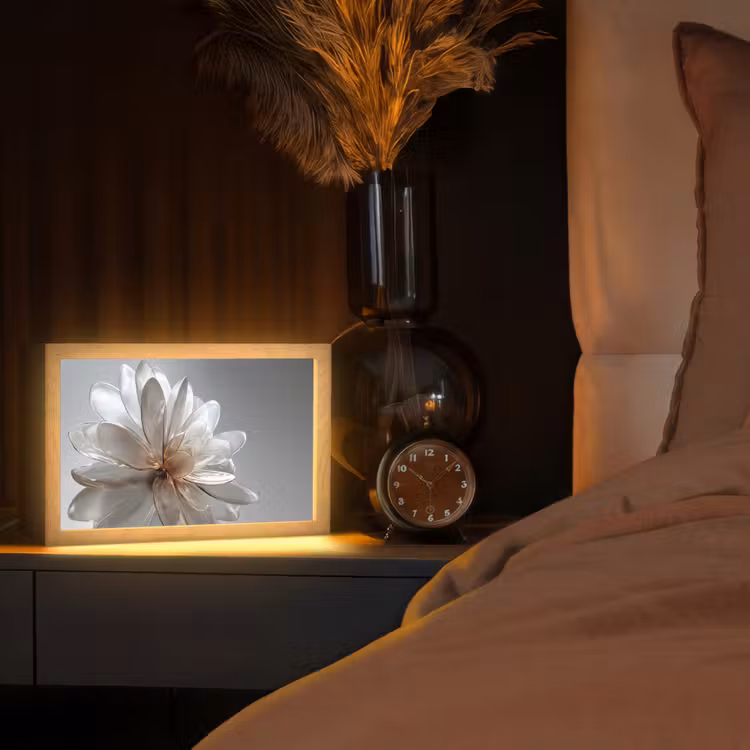 Bloem - Wit - Neutraal Light Box met kabel (Tafellamp) klein -sfeer1