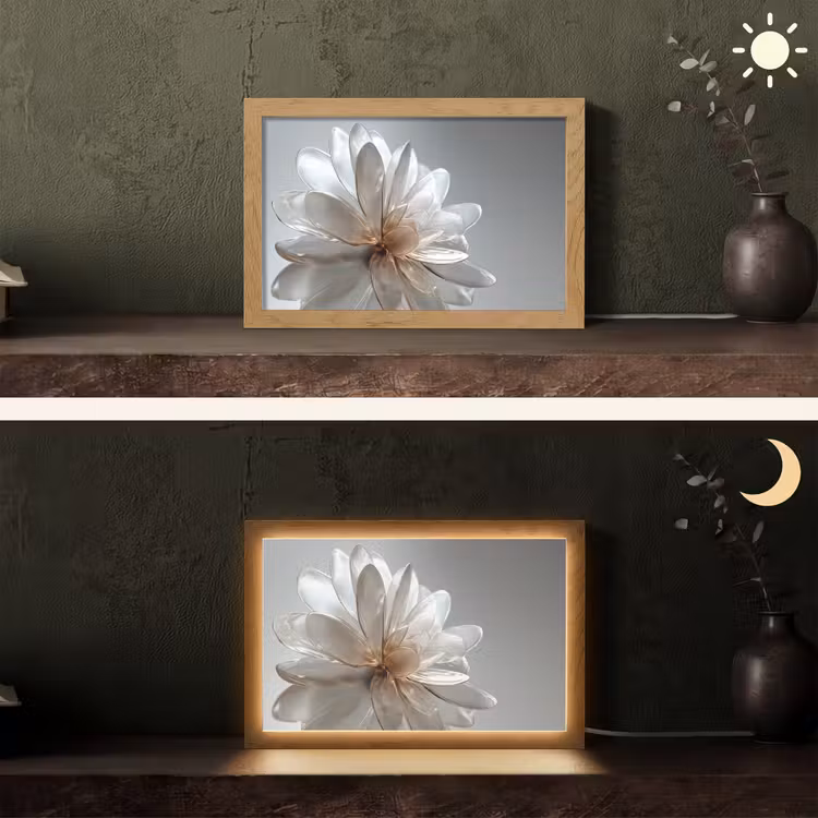 Bloem - Wit - Neutraal Light Box met kabel (Tafellamp) klein -sfeer3