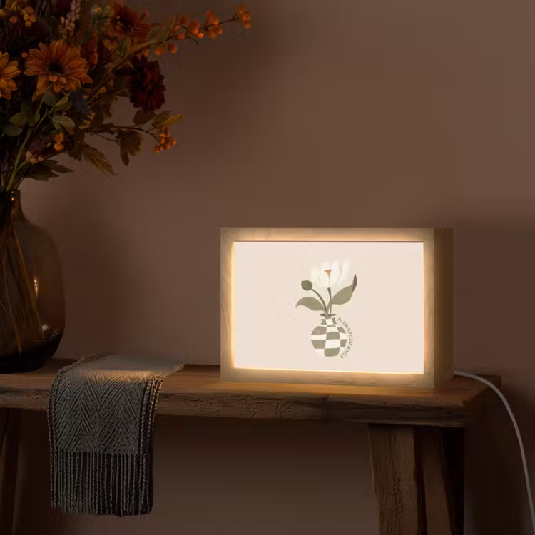Bloem - Wit - Vaas - Quote Light Box met kabel (Tafellamp) klein -sfeer4