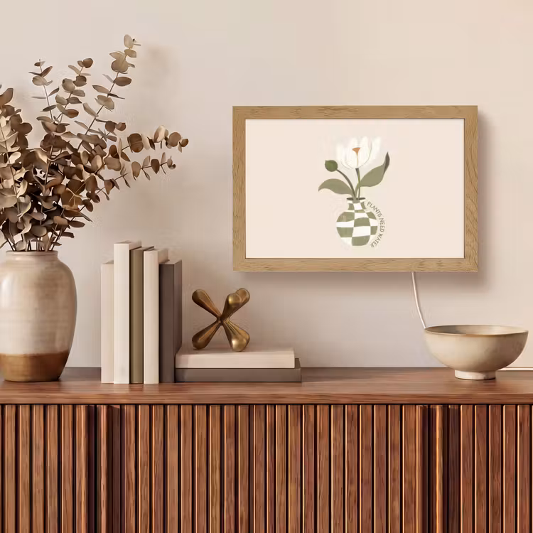 Bloem - Wit - Vaas - Quote Light Box met kabel (Tafellamp) klein -sfeer2