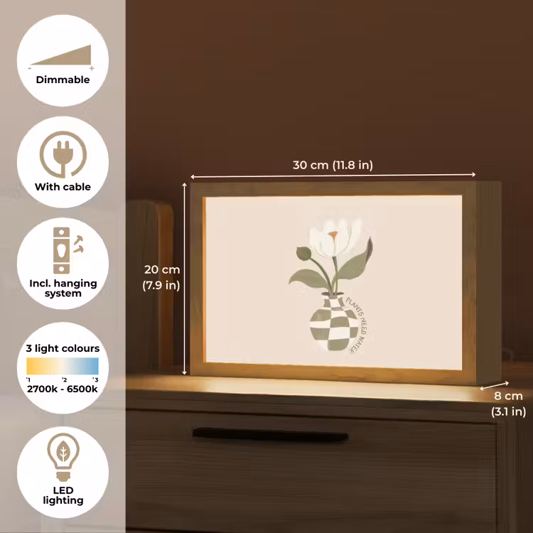 Bloem - Wit - Vaas - Quote Light Box met kabel (Tafellamp) klein -USP_EN