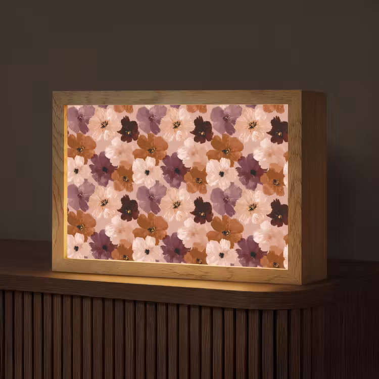 Bloemen - Abstract - Aardetinten Light Box met kabel (Tafellamp) klein 924 -z3d_website