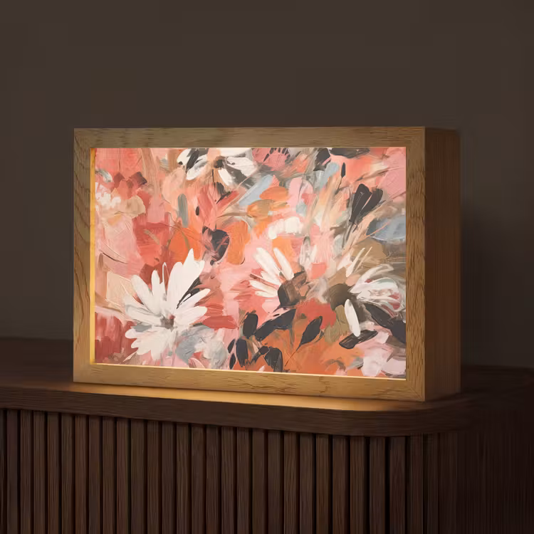 Bloemen - Kunst - Abstract - Verf Light Box met kabel (Tafellamp) klein -z3d_website