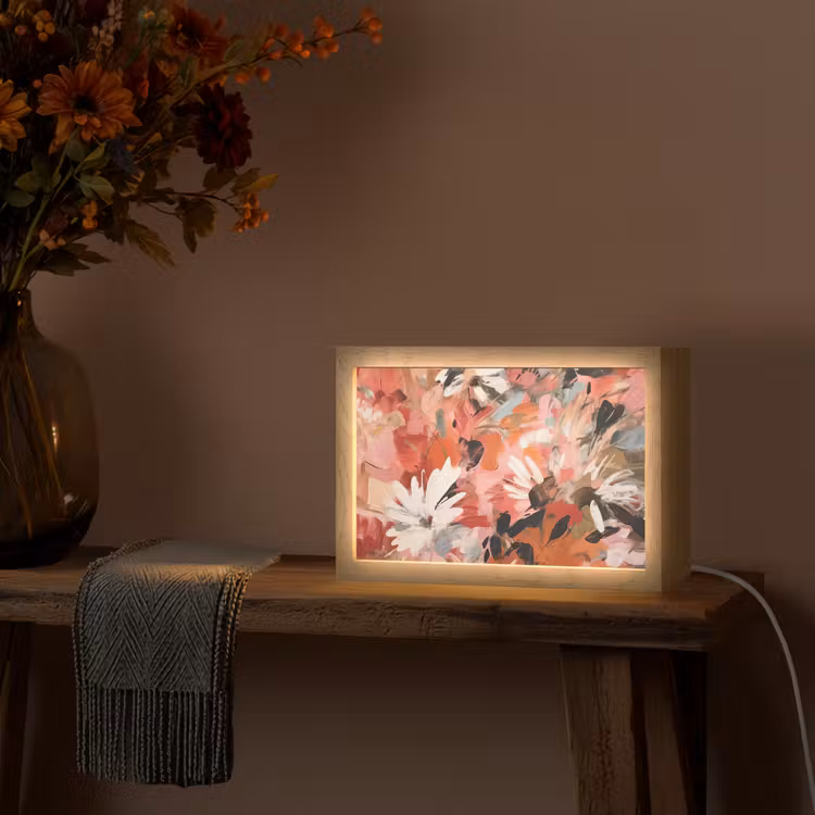 Bloemen - Kunst - Abstract - Verf Light Box met kabel (Tafellamp) klein -sfeer4
