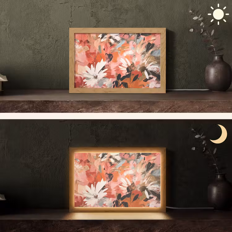 Bloemen - Kunst - Abstract - Verf Light Box met kabel (Tafellamp) klein -sfeer3